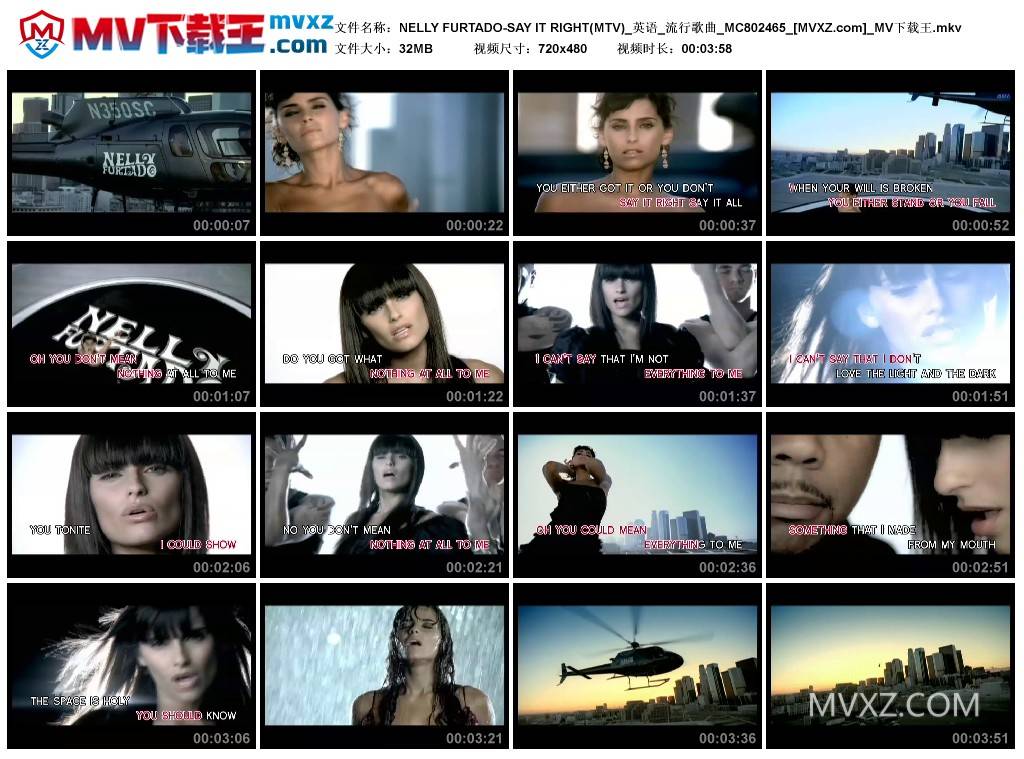 NELLY FURTADO-SAY IT RIGHT(MTV)_英语_流行歌曲_MC802465